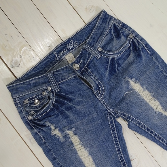 Love Notes Distressed Jeans Women's Juniors - Picture 1 of 7